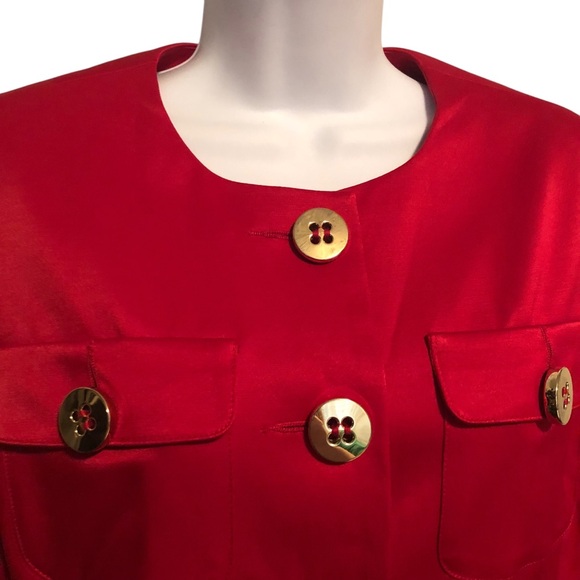 NEWPORT NEWS Vintage 90’s Women's Red with Gold Buttons Blazer Jacket NWT Size 8 - Picture 2 of 12